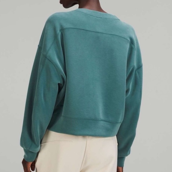 Lululemon Perfectly Oversized Cropped Crew Softstreme Green Jasper Size 10 - Picture 2 of 7